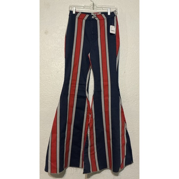 We The Free Denim - We The Free Twenty Flare Bell Bottom High Rise Jeans Stripped Patriotic 27 NEW